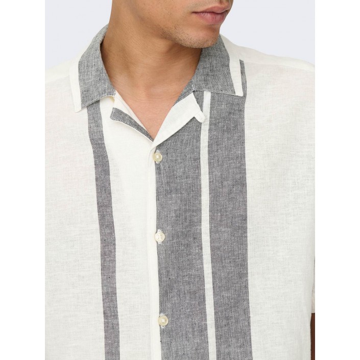ONLY&SONS ONSCAIDEN LIFE STRIPE LINEN RESORT : Cloud Dancer | Freewear ONSCAIDEN LIFE STRIPE LINEN RESORT : - www.freewear.nl - Freewear