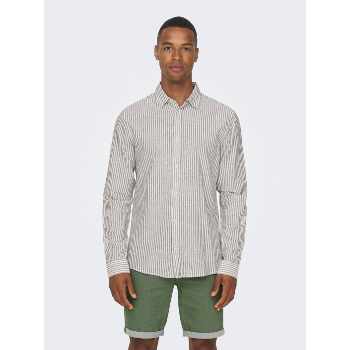 ONLY&SONS ONSCAIDEN LS STRIPE LINEN SHIRT 660: Chinchilla | Freewear ONSCAIDEN LS STRIPE LINEN SHIRT 660: - www.freewear.nl - Freewear
