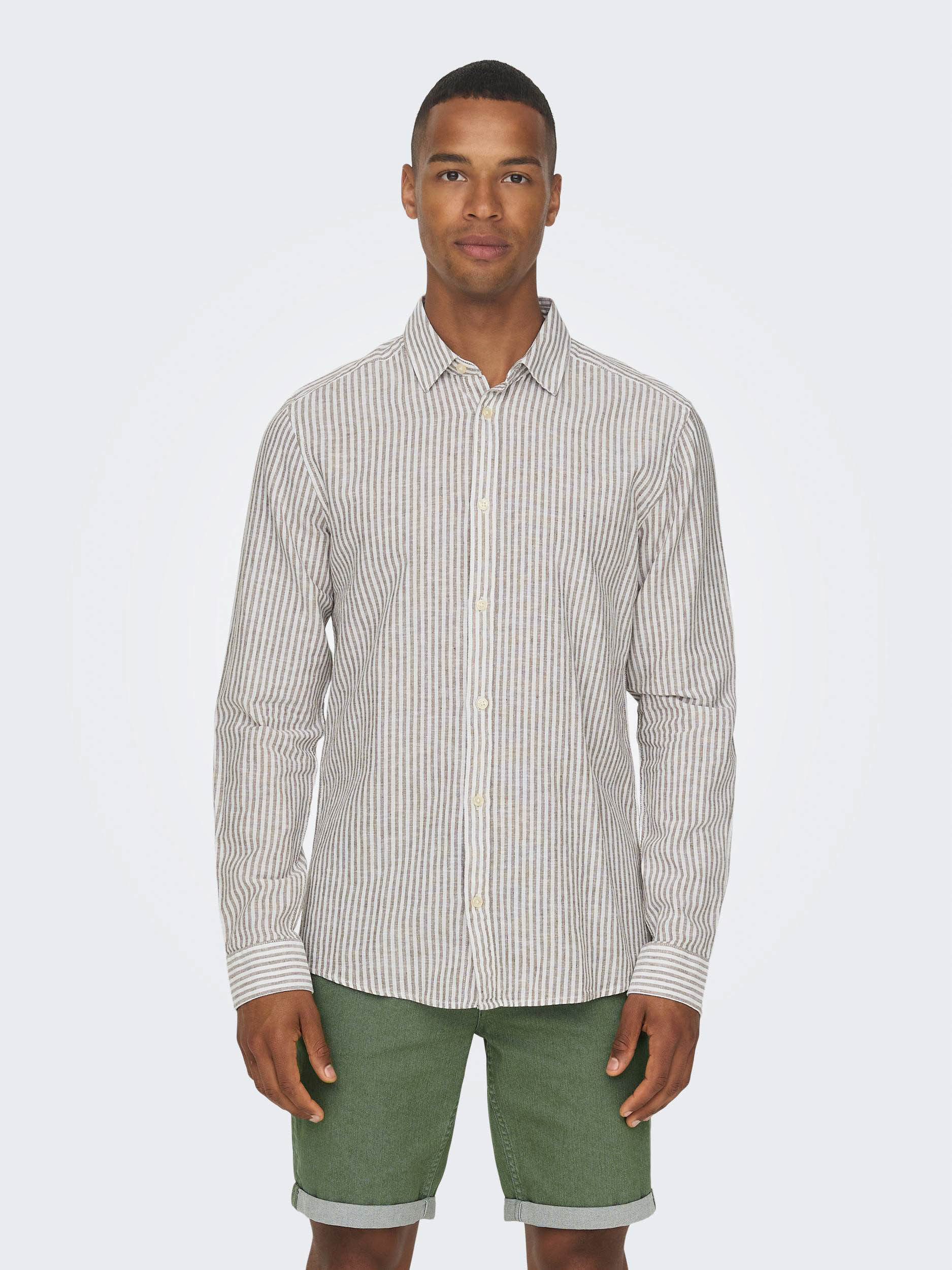 Only and Sons Onscaiden Ls Stripe Linen Shirt 660