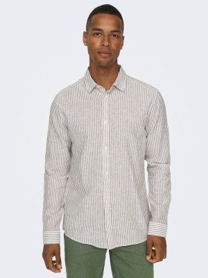 ONLY&SONS ONSCAIDEN LS STRIPE LINEN SHIRT 660: Chinchilla | Freewear ONSCAIDEN LS STRIPE LINEN SHIRT 660: - www.freewear.nl - Freewear