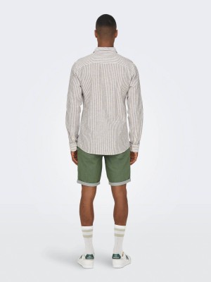 ONLY&SONS ONSCAIDEN LS STRIPE LINEN SHIRT 660: Chinchilla | Freewear ONSCAIDEN LS STRIPE LINEN SHIRT 660: - www.freewear.nl - Freewear