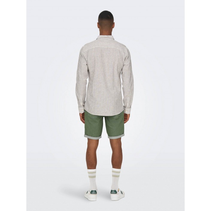ONLY&SONS ONSCAIDEN LS STRIPE LINEN SHIRT 660: Chinchilla | Freewear ONSCAIDEN LS STRIPE LINEN SHIRT 660: - www.freewear.nl - Freewear