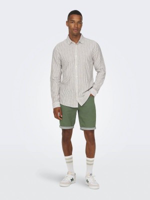ONLY&SONS ONSCAIDEN LS STRIPE LINEN SHIRT 660: Chinchilla | Freewear ONSCAIDEN LS STRIPE LINEN SHIRT 660: - www.freewear.nl - Freewear
