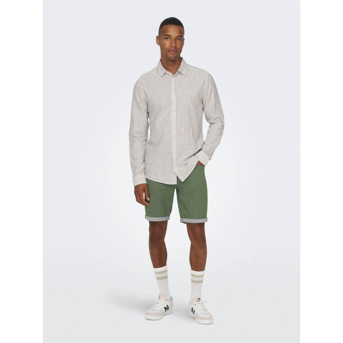 ONLY&SONS ONSCAIDEN LS STRIPE LINEN SHIRT 660: Chinchilla | Freewear ONSCAIDEN LS STRIPE LINEN SHIRT 660: - www.freewear.nl - Freewear