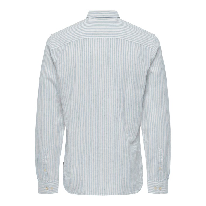 ONLY&SONS ONSCAIDEN LS STRIPE LINEN SHIRT 660: Cashmere Blue | Freewear ONSCAIDEN LS STRIPE LINEN SHIRT 660: - www.freewear.nl - Freewear
