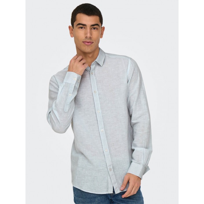 ONLY&SONS ONSCAIDEN LS STRIPE LINEN SHIRT 660: Cashmere Blue | Freewear ONSCAIDEN LS STRIPE LINEN SHIRT 660: - www.freewear.nl - Freewear