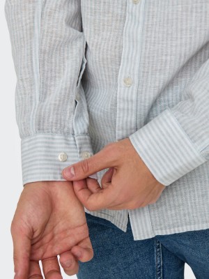 ONLY&SONS ONSCAIDEN LS STRIPE LINEN SHIRT 660: Cashmere Blue | Freewear ONSCAIDEN LS STRIPE LINEN SHIRT 660: - www.freewear.nl - Freewear