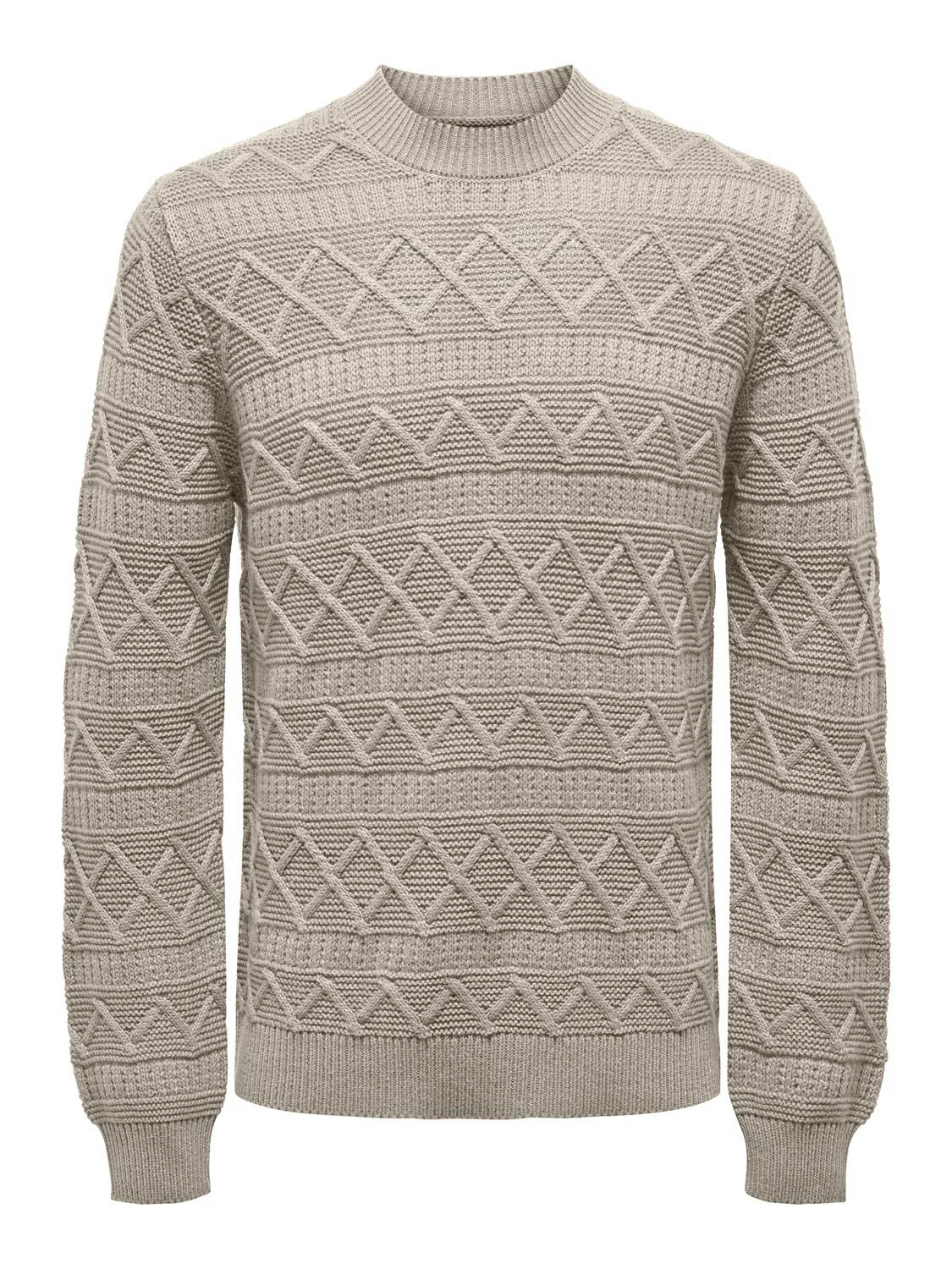 Only & Sons Trui Onswade Reg 5 Struc Crew Neck Knit 22027159 Silver Lining Mannen Maat - XXL
