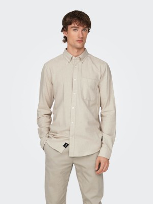 ONLY&SONS ONSGUDMUND SLIM 1-PKT SOLID SHIRT N: Silver Lining | Freewear ONSGUDMUND SLIM 1-PKT SOLID SHIRT N: - www.freewear.nl - Freewear