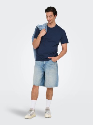 ONLY&SONS ONSKIAN LIFE REG SEERSUCKER SS TEE : Naval Academy | Freewear ONSKIAN LIFE REG SEERSUCKER SS TEE : - www.freewear.nl - Freewear