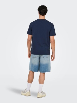 ONLY&SONS ONSKIAN LIFE REG SEERSUCKER SS TEE : Naval Academy | Freewear ONSKIAN LIFE REG SEERSUCKER SS TEE : - www.freewear.nl - Freewear