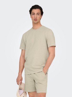 ONLY&SONS ONSKIAN LIFE REG SEERSUCKER SS TEE : Silver Lining | Freewear ONSKIAN LIFE REG SEERSUCKER SS TEE : - www.freewear.nl - Freewear