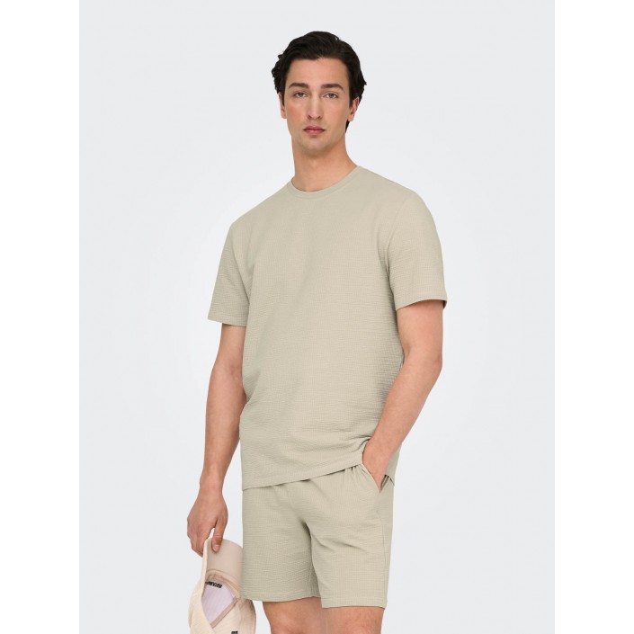 ONLY&SONS ONSKIAN LIFE REG SEERSUCKER SS TEE : Silver Lining | Freewear ONSKIAN LIFE REG SEERSUCKER SS TEE : - www.freewear.nl - Freewear