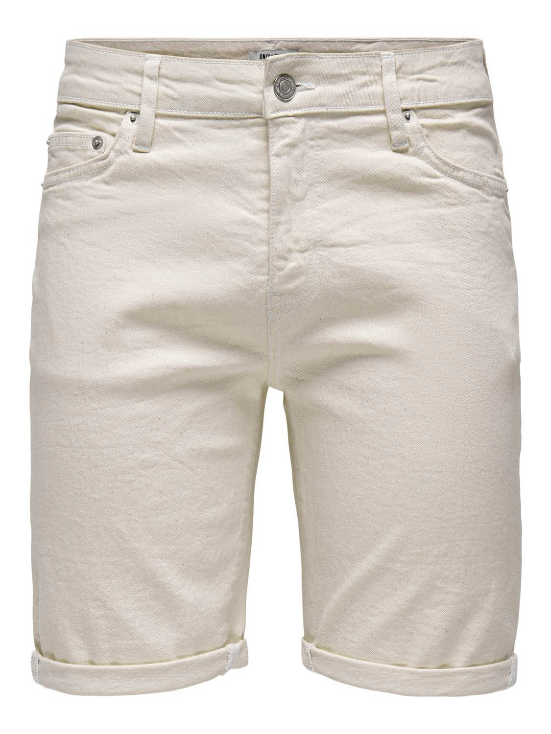 ONLY & SONS ONSPLY ECRU 9296 AZG DNM SHORTS Heren Jeans - Maat XL