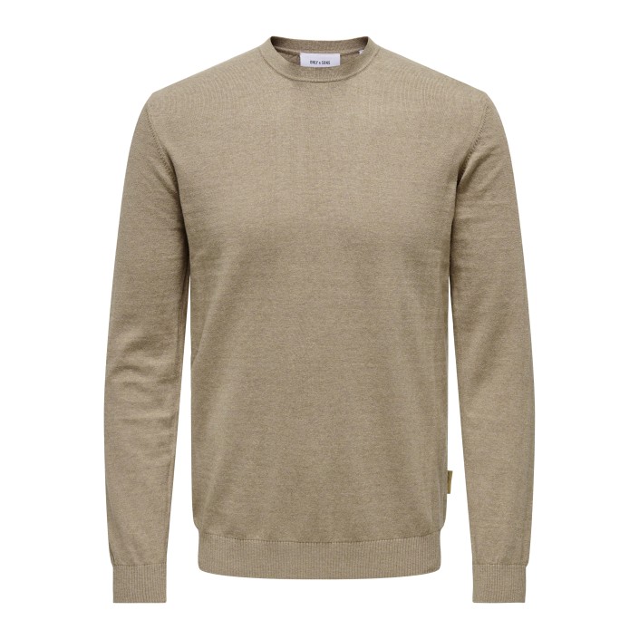ONLY&SONS ONSLOUI REG 12 MEL CREW KNIT NOOS Desert Taupe/MELANGE | Freewear ONSLOUI REG 12 MEL CREW KNIT NOOS - www.freewear.nl - Freewear