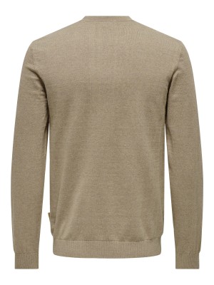 ONLY&SONS ONSLOUI REG 12 MEL CREW KNIT NOOS Desert Taupe/MELANGE | Freewear ONSLOUI REG 12 MEL CREW KNIT NOOS - www.freewear.nl - Freewear