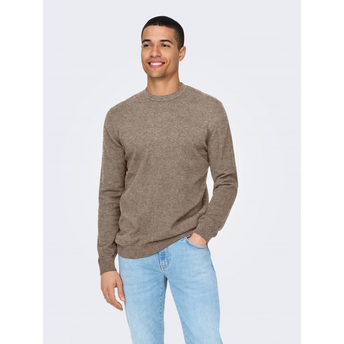 ONLY&SONS ONSLOUI REG 12 MEL CREW KNIT NOOS Desert Taupe/MELANGE | Freewear ONSLOUI REG 12 MEL CREW KNIT NOOS - www.freewear.nl - Freewear
