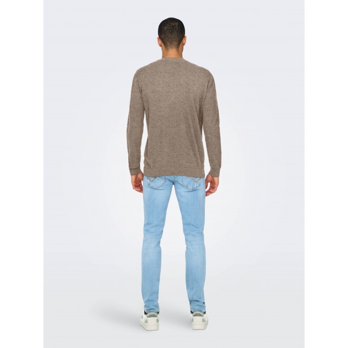 ONLY&SONS ONSLOUI REG 12 MEL CREW KNIT NOOS Desert Taupe/MELANGE | Freewear ONSLOUI REG 12 MEL CREW KNIT NOOS - www.freewear.nl - Freewear