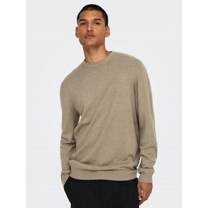 ONLY&SONS ONSLOUI REG 12 MEL CREW KNIT NOOS Desert Taupe/MELANGE | Freewear ONSLOUI REG 12 MEL CREW KNIT NOOS - www.freewear.nl - Freewear