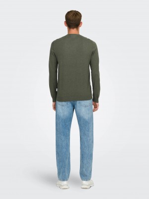 ONLY&SONS ONSLOUI REG 12 MEL CREW KNIT NOOS Castor Gray/MELANGE | Freewear ONSLOUI REG 12 MEL CREW KNIT NOOS - www.freewear.nl - Freewear