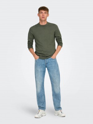 ONLY&SONS ONSLOUI REG 12 MEL CREW KNIT NOOS Castor Gray/MELANGE | Freewear ONSLOUI REG 12 MEL CREW KNIT NOOS - www.freewear.nl - Freewear
