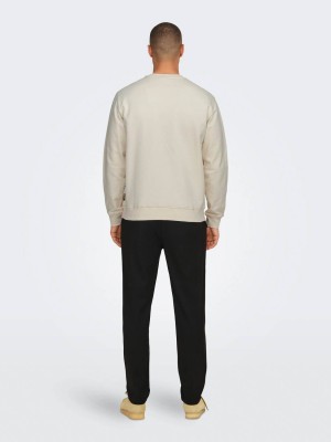 ONLY&SONS ONSDAN UNBRUSHED REG CREW NECK SWEA: Antique White | Freewear ONSDAN UNBRUSHED REG CREW NECK SWEA: - www.freewear.nl - Freewear