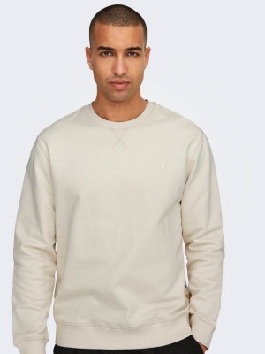 ONLY&SONS ONSDAN UNBRUSHED REG CREW NECK SWEA: Antique White | Freewear ONSDAN UNBRUSHED REG CREW NECK SWEA: - www.freewear.nl - Freewear