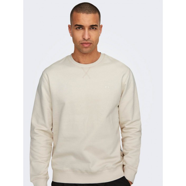 ONLY&SONS ONSDAN UNBRUSHED REG CREW NECK SWEA: Antique White | Freewear ONSDAN UNBRUSHED REG CREW NECK SWEA: - www.freewear.nl - Freewear