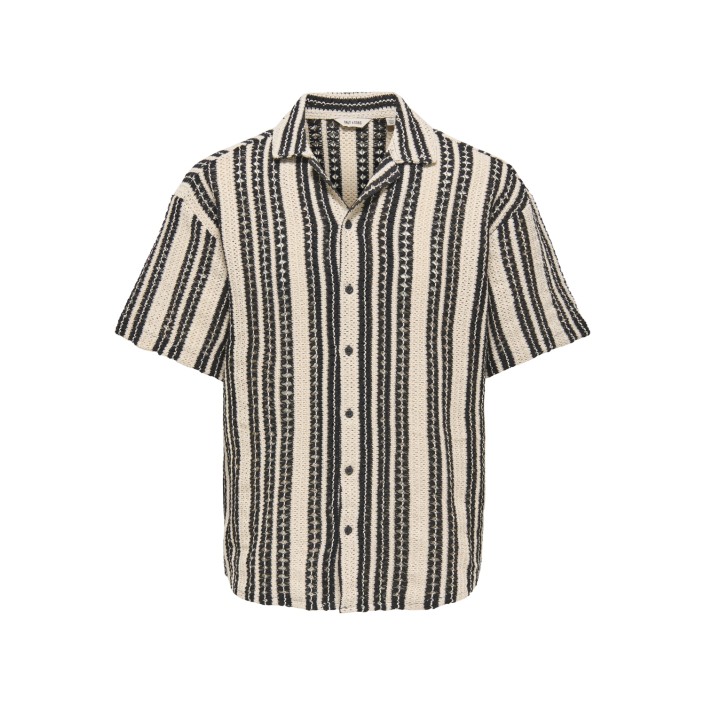 ONLY&SONS ONSDANI CROCHET SS SHIRT NOOS Cloud Dancer/black | Freewear ONSDANI CROCHET SS SHIRT NOOS - www.freewear.nl - Freewear