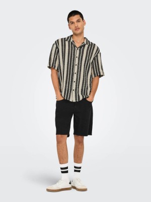 ONLY&SONS ONSDANI CROCHET SS SHIRT NOOS Cloud Dancer/black | Freewear ONSDANI CROCHET SS SHIRT NOOS - www.freewear.nl - Freewear