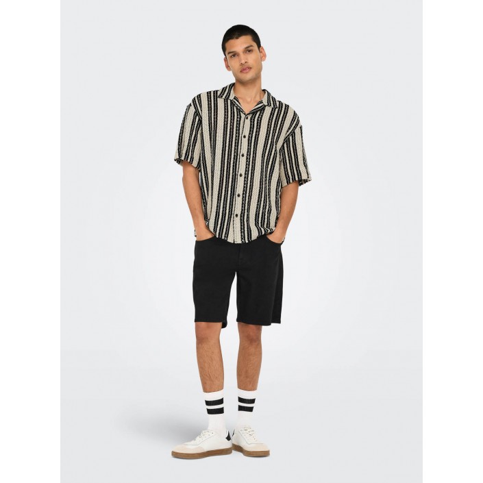 ONLY&SONS ONSDANI CROCHET SS SHIRT NOOS Cloud Dancer/black | Freewear ONSDANI CROCHET SS SHIRT NOOS - www.freewear.nl - Freewear
