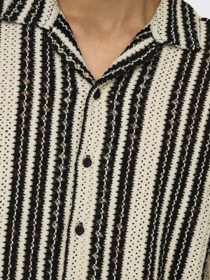 ONLY&SONS ONSDANI CROCHET SS SHIRT NOOS Cloud Dancer/black | Freewear ONSDANI CROCHET SS SHIRT NOOS - www.freewear.nl - Freewear