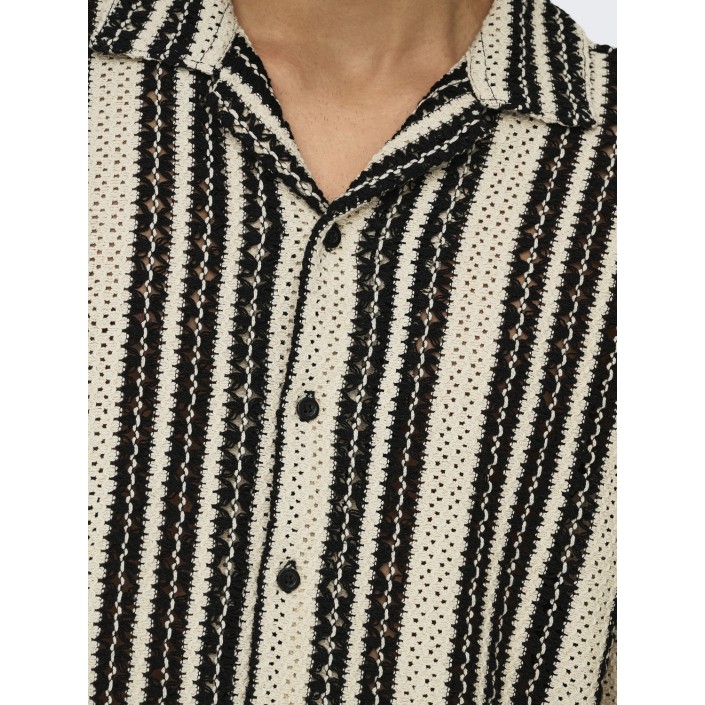 ONLY&SONS ONSDANI CROCHET SS SHIRT NOOS Cloud Dancer/black | Freewear ONSDANI CROCHET SS SHIRT NOOS - www.freewear.nl - Freewear