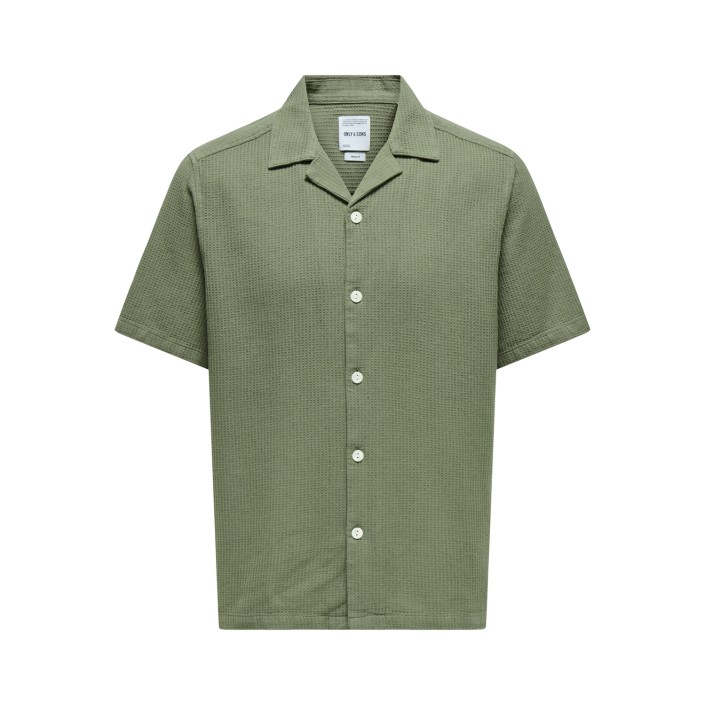 ONLY&SONS ONSBERTIL WAFFLE SS RESORT SHIRT Deep Lichen Green | Freewear ONSBERTIL WAFFLE SS RESORT SHIRT - www.freewear.nl - Freewear