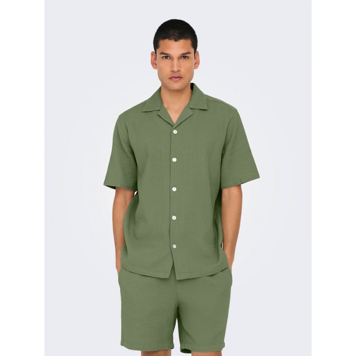 ONLY&SONS ONSBERTIL WAFFLE SS RESORT SHIRT Deep Lichen Green | Freewear ONSBERTIL WAFFLE SS RESORT SHIRT - www.freewear.nl - Freewear
