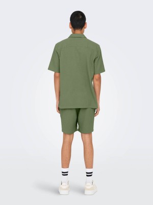 ONLY&SONS ONSBERTIL WAFFLE SS RESORT SHIRT Deep Lichen Green | Freewear ONSBERTIL WAFFLE SS RESORT SHIRT - www.freewear.nl - Freewear