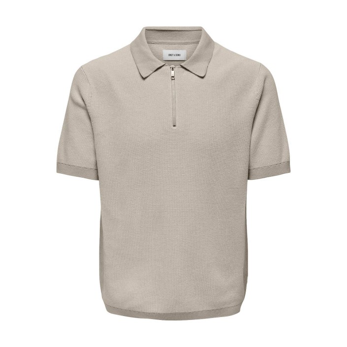 ONLY&SONS ONSMATTEO REG SS ZIP POLO Cloud Dancer/W. SILVER LINING | Freewear ONSMATTEO REG SS ZIP POLO - www.freewear.nl - Freewear