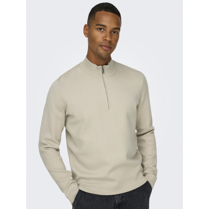 ONLY&SONS ONSCOOPER HALF ZIP HIGH NECK KNIT N: Silver Lining | Freewear ONSCOOPER HALF ZIP HIGH NECK KNIT N: - www.freewear.nl - Freewear