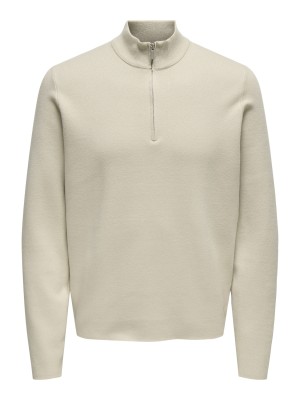 ONLY&SONS ONSCOOPER HALF ZIP HIGH NECK KNIT N: Silver Lining | Freewear ONSCOOPER HALF ZIP HIGH NECK KNIT N: - www.freewear.nl - Freewear