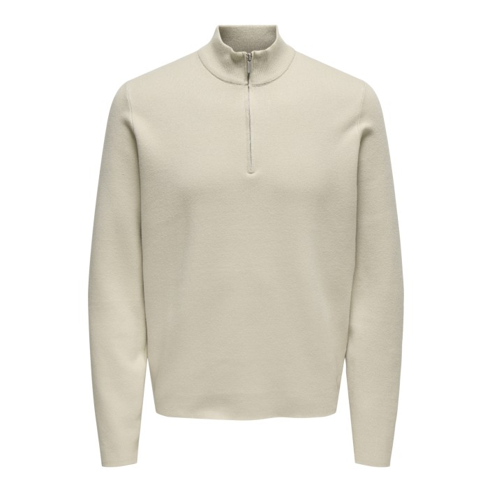 ONLY&SONS ONSCOOPER HALF ZIP HIGH NECK KNIT N: Silver Lining | Freewear ONSCOOPER HALF ZIP HIGH NECK KNIT N: - www.freewear.nl - Freewear