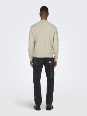 ONLY&SONS ONSCOOPER HALF ZIP HIGH NECK KNIT N: Silver Lining | Freewear ONSCOOPER HALF ZIP HIGH NECK KNIT N: - www.freewear.nl - Freewear