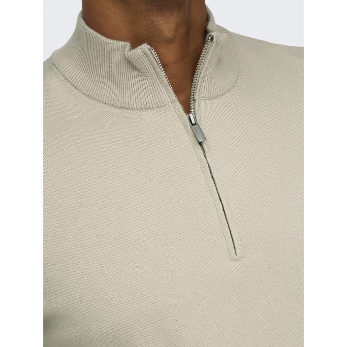 ONLY&SONS ONSCOOPER HALF ZIP HIGH NECK KNIT N: Silver Lining | Freewear ONSCOOPER HALF ZIP HIGH NECK KNIT N: - www.freewear.nl - Freewear