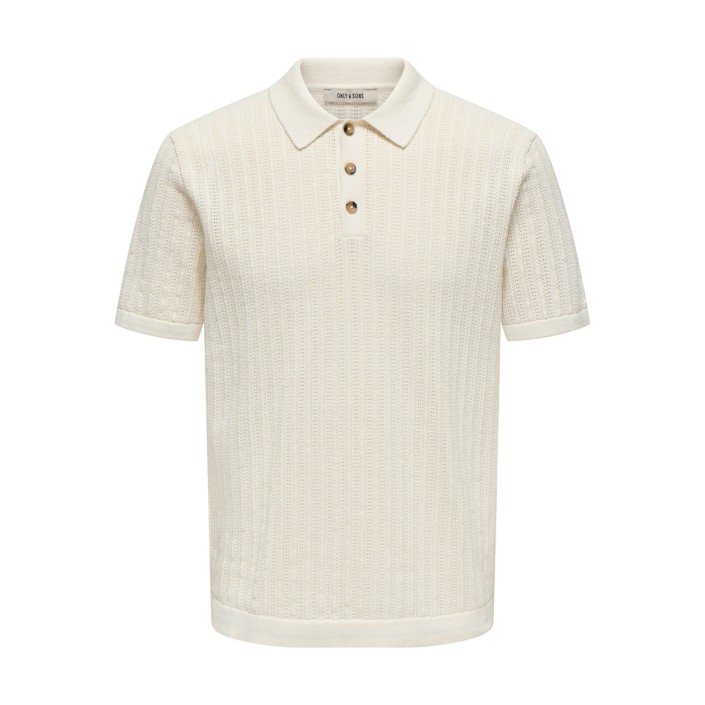 ONLY&SONS ONSMOON REG 12 SS POLO KNIT Egret | Freewear ONSMOON REG 12 SS POLO KNIT - www.freewear.nl - Freewear