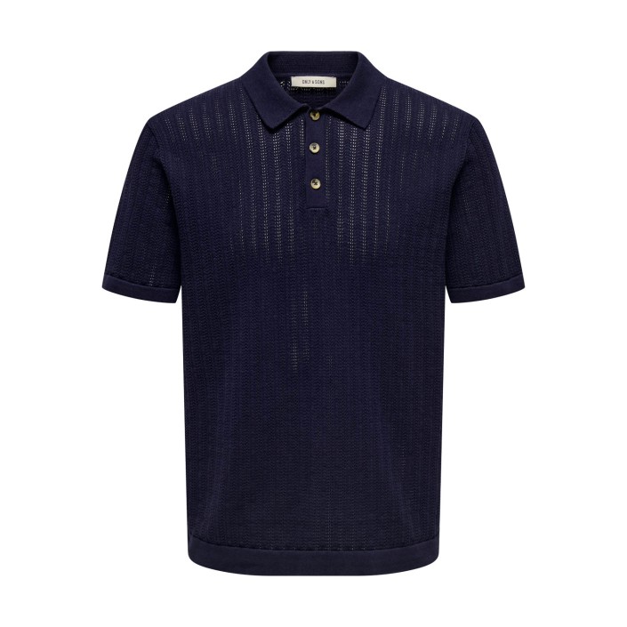 ONLY&SONS ONSMOON REG 12 SS POLO KNIT Evening Blue | Freewear ONSMOON REG 12 SS POLO KNIT - www.freewear.nl - Freewear
