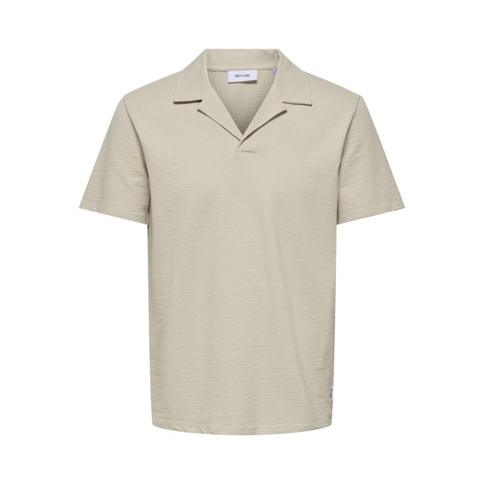 ONLY&SONS ONSKIAN REG SEERSUCKER RESORT POLO Silver Lining | Freewear ONSKIAN REG SEERSUCKER RESORT POLO - www.freewear.nl - Freewear