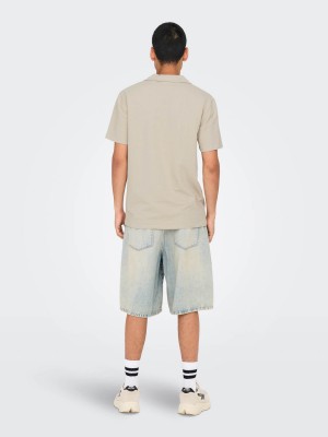 ONLY&SONS ONSKIAN REG SEERSUCKER RESORT POLO Silver Lining | Freewear ONSKIAN REG SEERSUCKER RESORT POLO - www.freewear.nl - Freewear