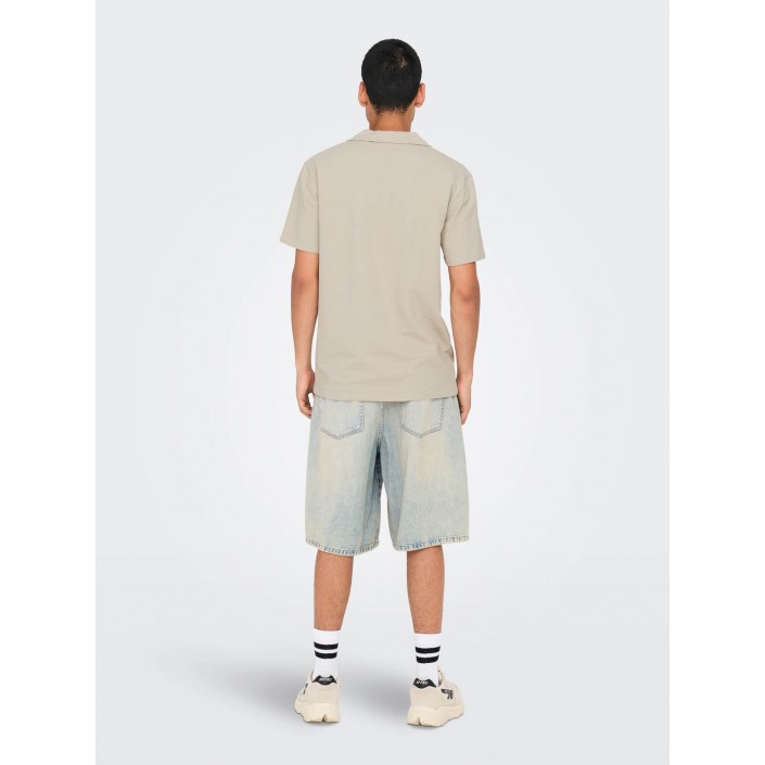 ONLY&SONS ONSKIAN REG SEERSUCKER RESORT POLO Silver Lining | Freewear ONSKIAN REG SEERSUCKER RESORT POLO - www.freewear.nl - Freewear
