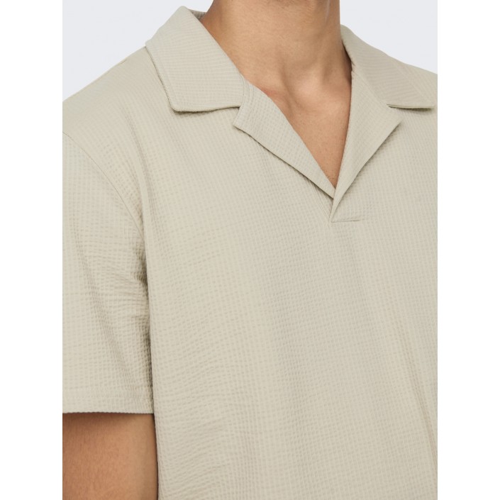 ONLY&SONS ONSKIAN REG SEERSUCKER RESORT POLO Silver Lining | Freewear ONSKIAN REG SEERSUCKER RESORT POLO - www.freewear.nl - Freewear