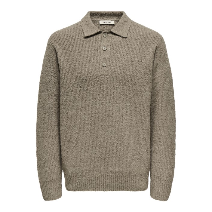 ONLY&SONS ONSDALE RLX LS POLO KNIT NOOS Walnut | Freewear ONSDALE RLX LS POLO KNIT NOOS - www.freewear.nl - Freewear