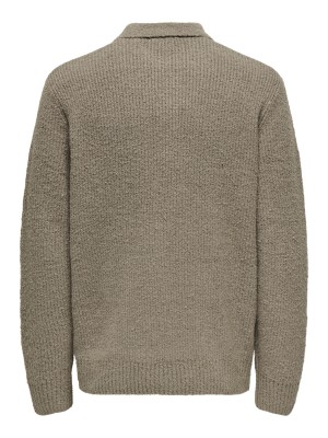 ONLY&SONS ONSDALE RLX LS POLO KNIT NOOS Walnut | Freewear ONSDALE RLX LS POLO KNIT NOOS - www.freewear.nl - Freewear